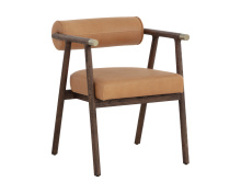 Sunpan 111341 - Sova Dining Armchair - Antique Brown - Sahara Camel Leather